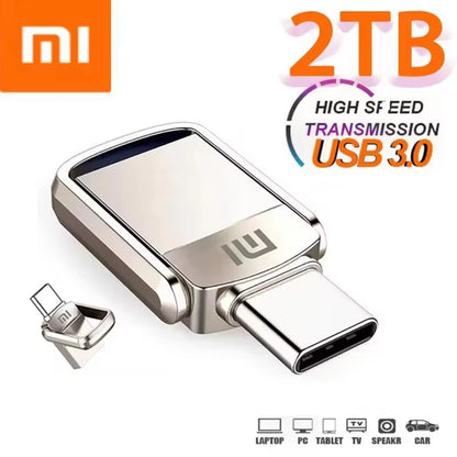 XIAOMI 2TB Metal Pendrive 2 in 1 OTG 1TB 512GB USB Flash Drives 256GB 2TB USB 3.0 Pen Drive Memory Stick Type C for Cellphone PC